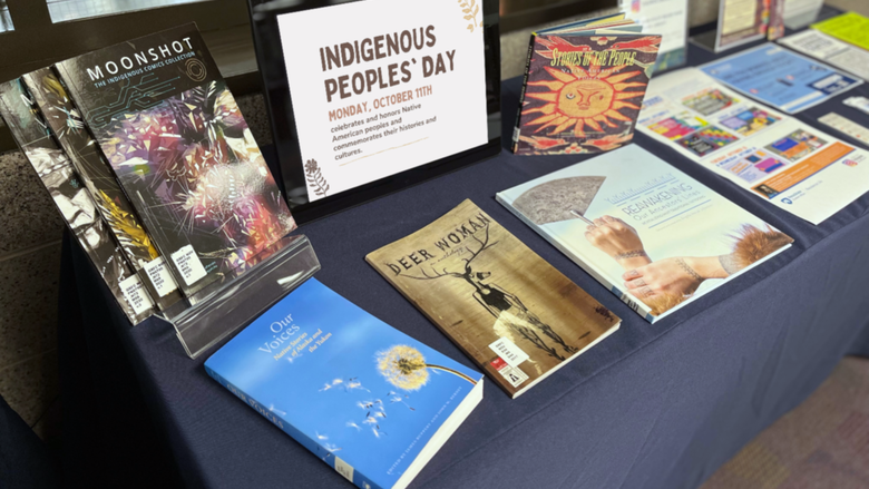A display of books for Indigenous People's Day