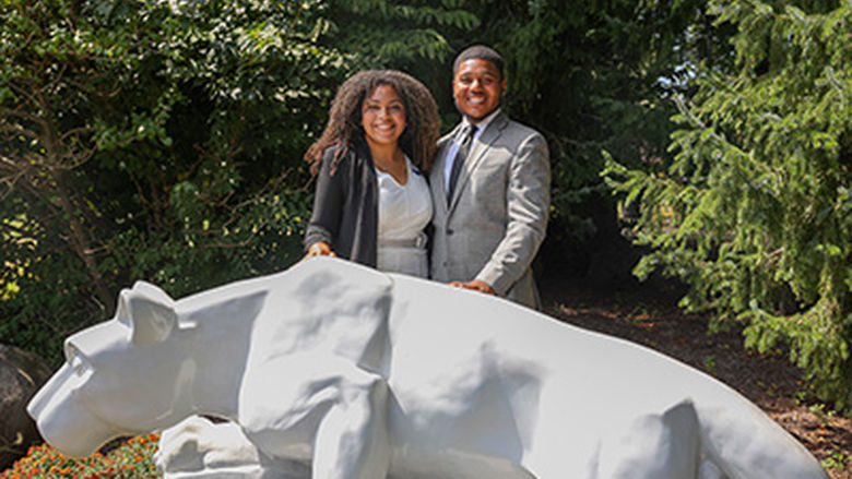 SGA president and vice president at lion shrine
