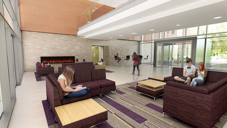 rendering of the lobby in Orchard Hall