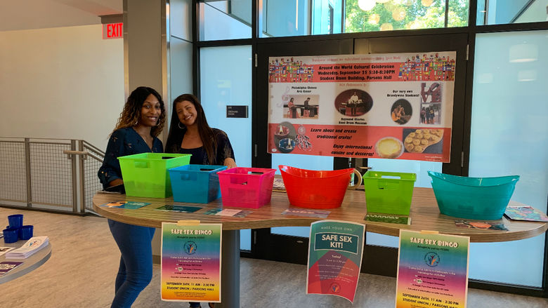 Students attending a wellness event on campus.
