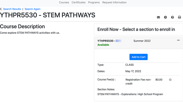 STEM Pathways High School Register Step 1 