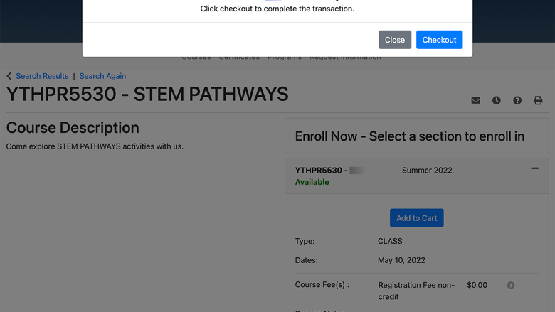 STEM Pathways Middle School Register Step 2