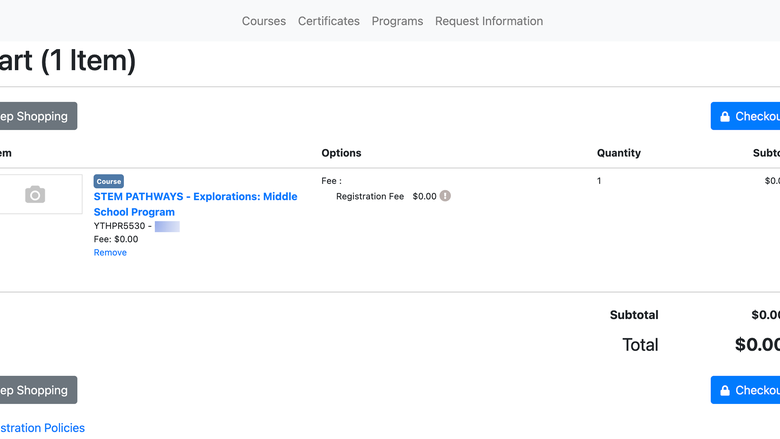 STEM Pathways Middle School Register Step 3