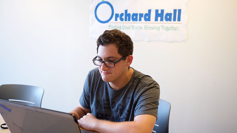 male student at his computer