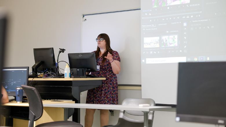 lady speaking in classroom