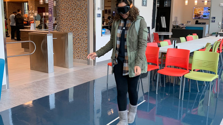 Student participating in "Under the Influence" activity.