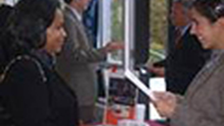 Student and employer at Career Fair