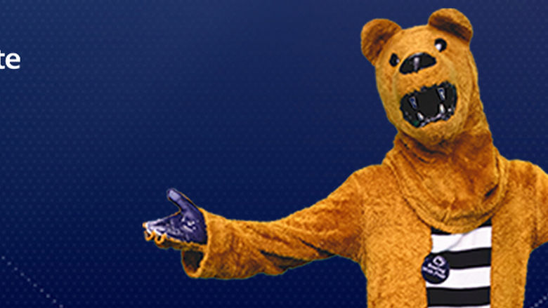 The Nittany Lion mascot welcoming new students. 