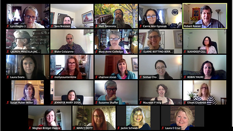Zoom screen showing institute participants