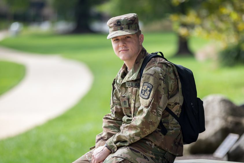 Michael Green wearing his ROTC uniform at Penn State Brandywine