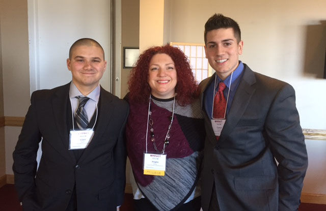 Adam Bivens, Angela Putman and Connor Harootunian stand together