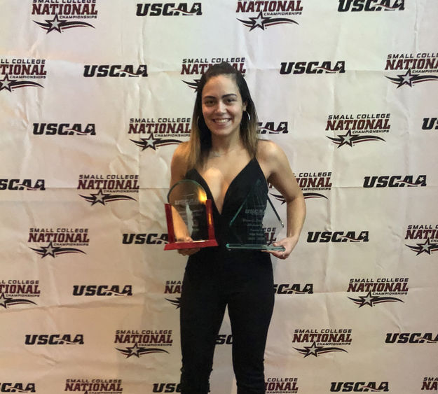 Nikki Velez of Penn State Brandywine at the USCAA awards banquet. 