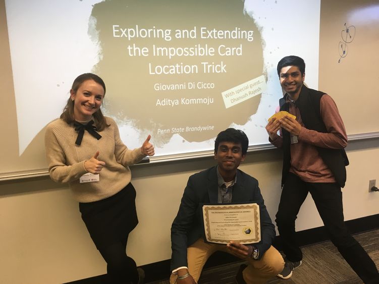 Samantha Pezzimenti, Aditya Kommoju and Dhanush Rajesh of Penn State Brandywine