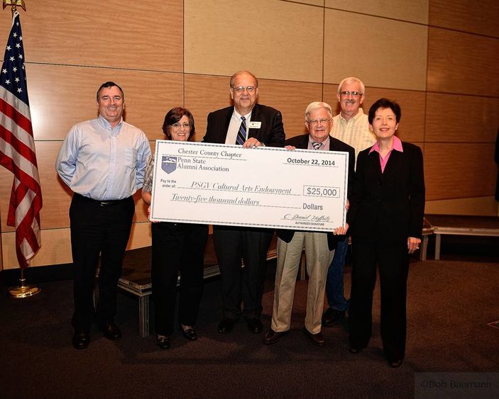 Chester County Chapter of the Penn State Alumni Society presents check to Great Valley 