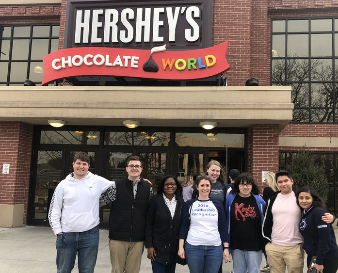 Penn State Brandywine's Bridget O'Donnell in Hershey with students.