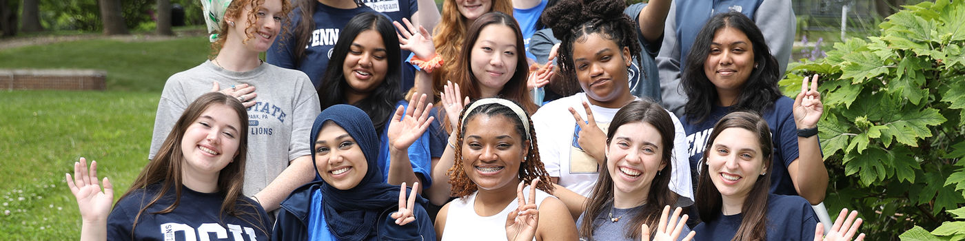 Welcoming group of Penn State Brandywine students