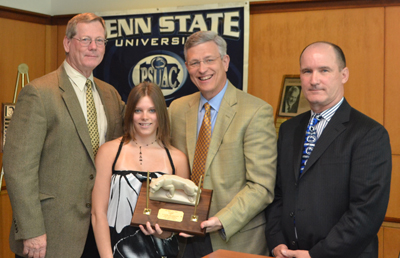 Steph Tracy accepting the Egli Award