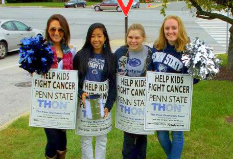female students canning for THON